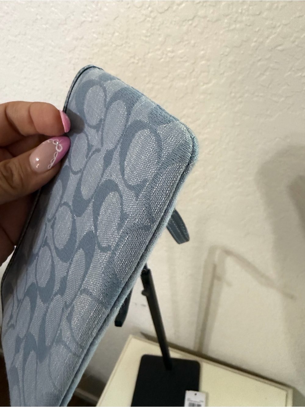 Coach Light Blue Denim Zip Wristlet - Picture 6 of 6